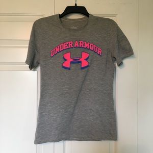 Under Armour Gray T-Shirt Pink/Blue Writing
